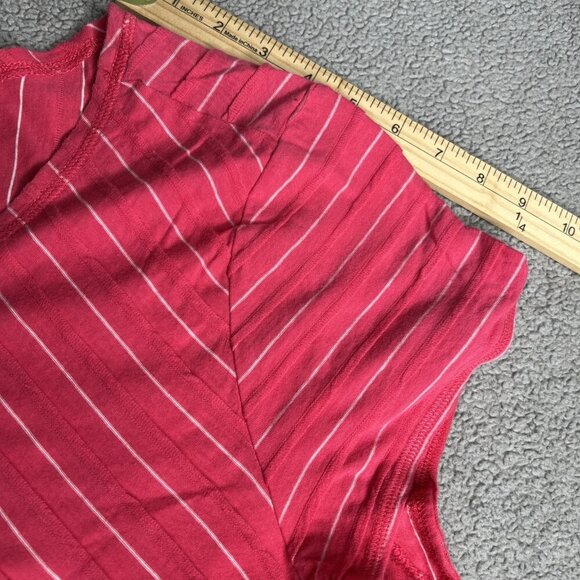 Habitat Shirt Womens XL Coral White Striped Short Sleeve Tunic Top 100% Cotton - Picture 8 of 11